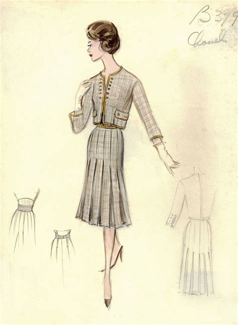 1960 original chanel sketches|coco chanel style.